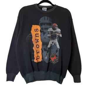 Vintage Cleveland Browns Sweatshirt Sz M Crewneck NFL Football 90s Black